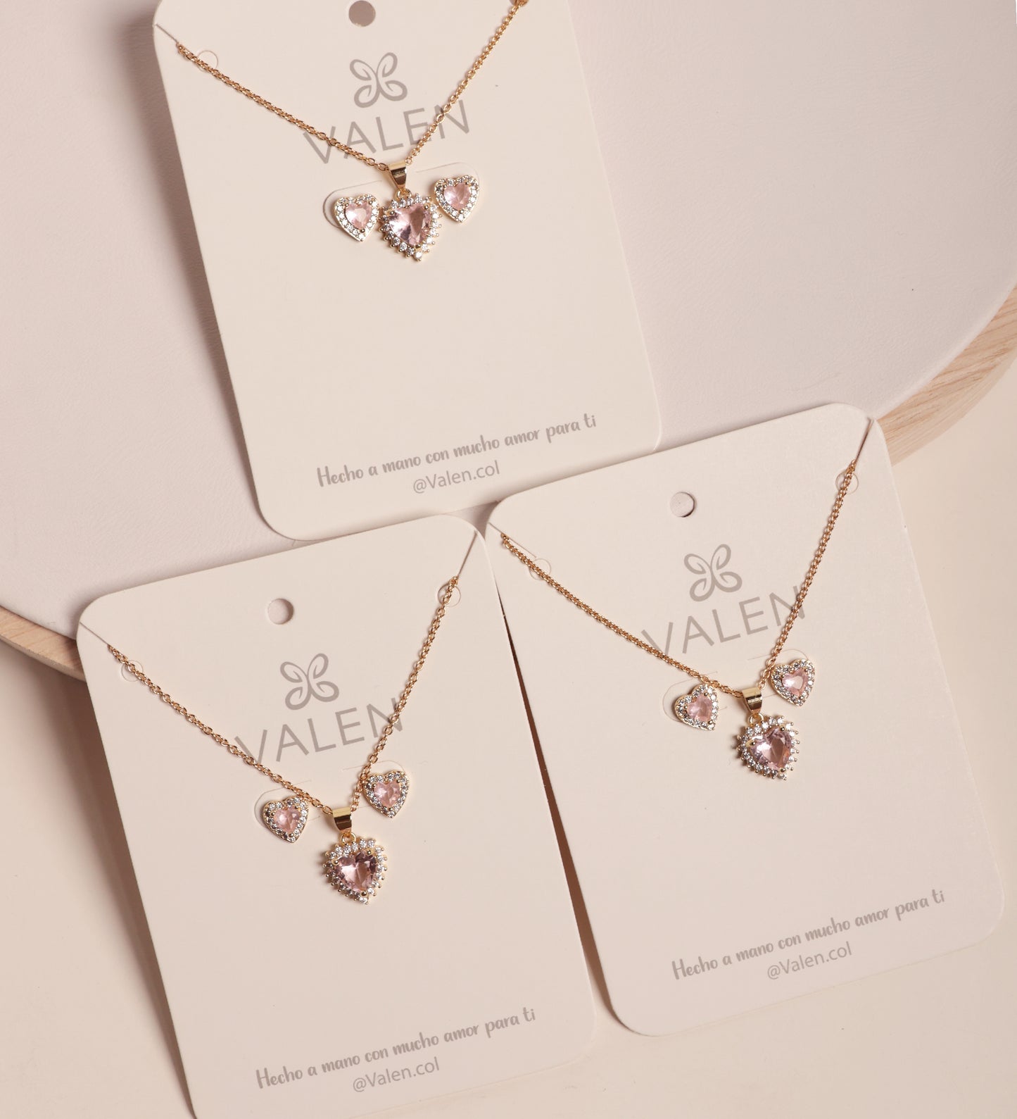 Set corazón rosado