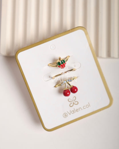 Set x3 anillos - frutas