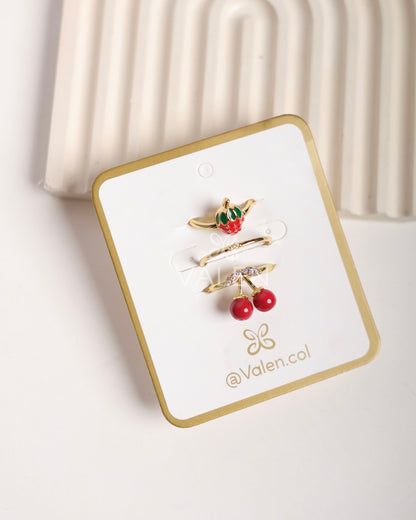 Set x3 anillos - frutas