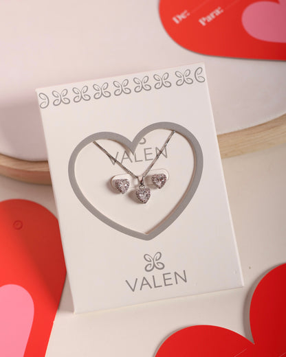 Set corazón y topos plateado