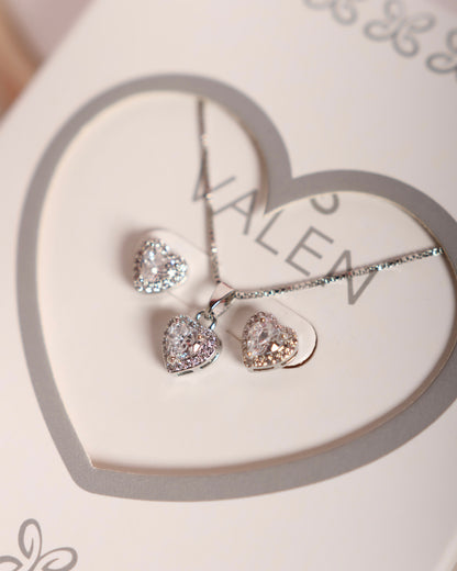 Set corazón y topos plateado