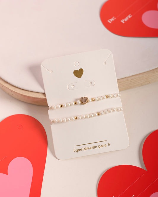 Dúo pulseras perlas