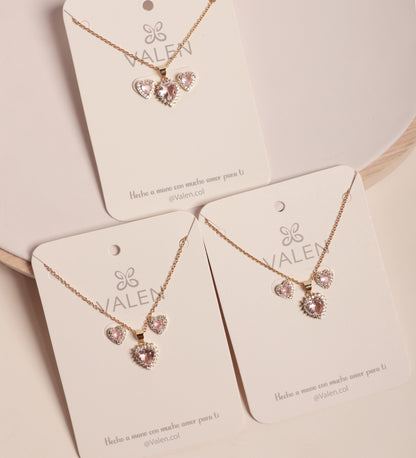 Set corazón rosado