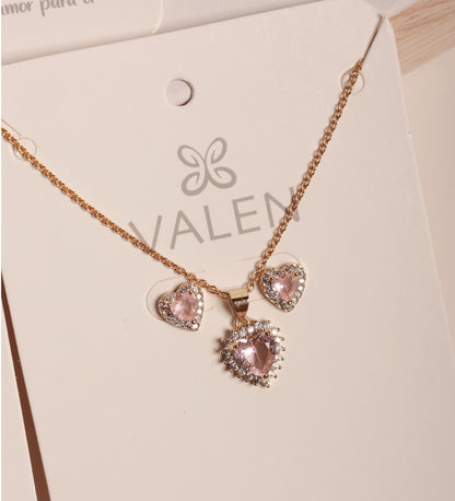 Set corazón rosado